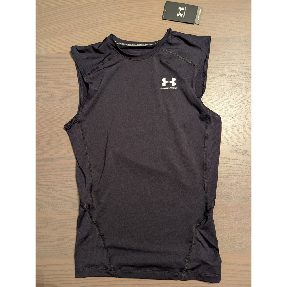 NWT Under Armour Mens S HeatGear Sleeveless Compression Shirt Black Tank Top - Picture 4 of 5